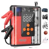 Hererod PW40 Jump Starter, Tire Inflator Portable Air Compressor, 4000A Peak 200PSI & 4X Faster, 32000mAh 12V Car Battery Jump Starter (9L Gas/8L Diesel), Portable Tire Inflator for Car(Red) - Retail: