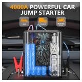 Hererod PW40 Jump Starter, Tire Inflator Portable Air Compressor, 4000A Peak 200PSI & 4X Faster, 32000mAh 12V Car Battery Jump Starter (9L Gas/8L Diesel), Portable Tire Inflator for Car(Red) - Retail: