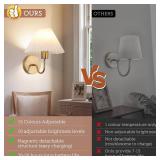 Wireless Wall Sconce Sets of 2, Pleated Shades Rechargeable Battery Operated Wall Sconce, Retro gooseneck Gold Wall Lights Bathroom Vanity Sconces, Wall Mounted Lamps for Bedroom Living Room Kitchen