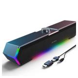 LENRUE G11 Computer Speakers for Desktop, Touch Lights PC Speakers with Surge Clear Sound, USB C/USB Powered for Computer Desktop PC Laptop Monitor