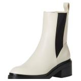 Amazon Essentials Women's Chunky Sole Chelsea Boot, Ecru Faux Leather, 8.5