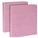 Sparkly Pink 3 Ring Binder 2pk with 2 Inch Rings, Glitter File Folder Pockets for Office Supplies, Planner, Portfolio 350 Sheet Capacity (11 x 12 in)