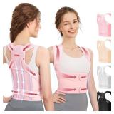 Back Brace and Adjustable Posture Corrector And Trainer for Women and Men , Back Straightener , Scoliosis and Hunchback Correction , Back Pain , Spine Support , Pink , Medium (Waist 34-41 Inch)