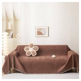 MEETSKY Couch Cover Sofa Covers for 3 Cushion Couch Sofa Pet Friendly Sofa Throw Cover for 3 Seat Couch, Sofa Covers Washable, Soft Sectional Couch Protector for Dogs, 91' x 134', Reddish Chocolate