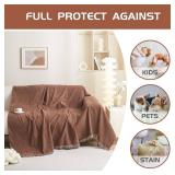 MEETSKY Couch Cover Sofa Covers for 3 Cushion Couch Sofa Pet Friendly Sofa Throw Cover for 3 Seat Couch, Sofa Covers Washable, Soft Sectional Couch Protector for Dogs, 91' x 134', Reddish Chocolate