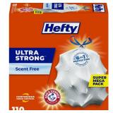 Hefty Ultra Strong Tall Kitchen Trash Bags, Unscented, 13 Gallon, 110 Count