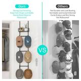 HapiRm Over Door Hat Rack - Wall Mounted Hat Holder with 6 Hooks and Metal Basket Design, Baseball Cap Organizer Storage Up to 32 Caps for Door, Bedroom, Closet (Black)