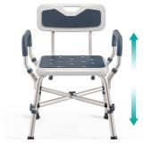 Shower Chair (450lb) with Padded Armrests and Back, Showers Chair for Elderly and Disabled, Adjustable Height Shower Seat, Heavy Duty Shower Chairs for Inside Shower, Handicap - Blue