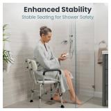 Shower Chair (450lb) with Padded Armrests and Back, Showers Chair for Elderly and Disabled, Adjustable Height Shower Seat, Heavy Duty Shower Chairs for Inside Shower, Handicap - Blue