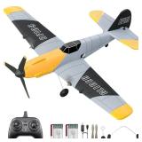 HAWK'S WORK 3 Channel RC Plane BF-109, Remote Control Airplane Ready to Fly, 2.4GHz 6-axis Gyro Stabilizer, Easy to Fly for Kids & Beginners