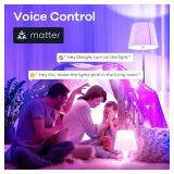 Linkind Matter Smart Light Bulb, WiFi Smart Bulbs, Work with Apple Home, Siri, Alexa, Google Home, SmartThings, RGTBW Color Changing Light Bulbs Mood Light, Music Sync, A19 E26 60W, 2.4Ghz WiFi 4 Pack