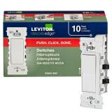 Leviton E5601-MW Decora Edge 15 Amp Single Pole Rocker Switch, 10-Pack, White
