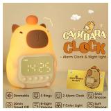 Capybara Alarm Clock with Night Light for Kids, 7 RGB Color Cute Alarm Clocks for Bedrooms Ok to Wake Clocks, Silicone Animal Tabletop Lamp for Teen Girls Boys