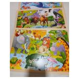 QUOKKA 4 SET Puzzles for Kids Ages 4-6 - 24 Pcs Wooden Toddler Puzzles Ages 3-5 - Africa Ocean Animals Farm Learning Games for Boys and Girls 4-8 Year Olds
