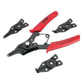 Performance Tool W1159 5-Piece Interchangeable Jaw Snap Ring Plier Set Straight 45 degree & 90 Degree