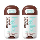 Hello Sweet Coconut Deodorant With Shea Butter for Women + Men, Aluminum Free, Baking Soda Free, Parabens Free, 24 Hour Odor Protection, 2.6 Ounce, 2 Pack