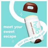 Hello Sweet Coconut Deodorant With Shea Butter for Women + Men, Aluminum Free, Baking Soda Free, Parabens Free, 24 Hour Odor Protection, 2.6 Ounce, 2 Pack