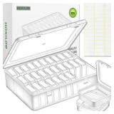 Bead Organizer Box, 30pcs Small Clear Plastic Storage Containers, Craft Storage Box Features Hinged Lid and Labels, Mini Boxes for Bracelets, Jewelry, Diamonds, Clay Beads, Screws, Seeds, Small Parts