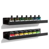 Upsimples 2 Pack Acrylic Shelves for Wall Storage, 15' Floating Bookshelves for Kids, Display Shelf Organizer for Bathroom, Bedroom, Living Room Decor, Kitchen, Black