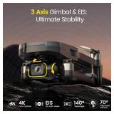 Holy Stone HS720R 3 Axis Gimbal GPS Drones with Camera for Adults 4K EIS; FPV RC Drone, Foldable Quadcopter with 10000 Feet Video Transmission Control Range, Brushless Motor, Follow Me, Auto Return - 
