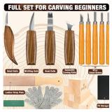 Wood Carving Kit, 23pcs Wood Carving Tool with 4PCS Wood Carving Knives & 5PCS Detail Knives 9 Basswood Blocks & Gloves & Roll Bag & Strop Block & Polishing Compound Whittling Kit Hobbies for Adults