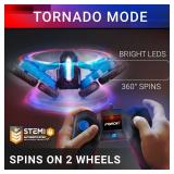 Force1 Tornado Blue LED Remote Control Car for Kids- Double Sided Driving Fast RC Cars 360 Flips, Outdoor 4WD Off Road Stunt RC Car, All Terrain Tires, RC Crawler Rechargeable Battery, 2.4GHz Remote