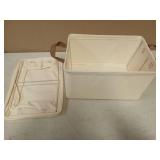 StorageWorks Storage Bins, Shelves Baskets for Organizing, Fabric Closet Organizers with Handles, Metal Frame, Natural Color, 2-Pack