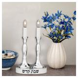 Rite Lite Incandescent Electric Shabbat Candles, Low Voltage - Shabbat Candles, Electric Silverplated Shabbat Candles, Shabbat Gifts