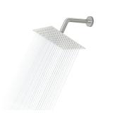Lordear Rain Shower Head 6 Inch Solid Ultra Thin 304 Stainless Steel Adjustable Square Rainfall Shower Head Waterfall Full Body Coverage with Silicone Nozzle 6 Waterfall Showerhead,Brushed Nickel