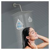 Lordear Rain Shower Head 6 Inch Solid Ultra Thin 304 Stainless Steel Adjustable Square Rainfall Shower Head Waterfall Full Body Coverage with Silicone Nozzle 6 Waterfall Showerhead,Brushed Nickel