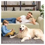 XINEAGE New Extra Large Couch Cover for 3 Cushion Couch (91'-110') 1 Piece Stretch Oversized Sofa Slipcovers Jacquard 4 Seater Furniture Protector Elastic Bottom for Kids,Pet (XL Sofa, Light Beige)