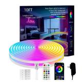 MFWW Neon Rope Lights, 10FT IC+RGB LED Strip Lights, App+Remote Control, Outdoor IP67 Waterproof, Music Sync, Color Changing, Flexible DIY Design Neon Lights for Bedroom, Gaming, Party Decor