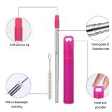 NAIVELY Metal Reusable Straws 3 Pack Collapsible Stainless Steel Drinking Straw Portable Telescopic Travel Straw, with Case and Cleaning Brush Foldable Pocket Straws