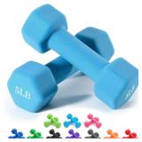 Portzon Weights Dumbbells 10 Colors Options Compatible with Set of 2 Neoprene Dumbbells Set,1-15 LB, Anti-Slip, Anti-roll, Hex Shape Blue
