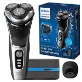 Philips Norelco Shaver 3900 Series, Wet and Dry Electric Shaver, P-Cap, Travel Pouch, Charging Stand, Storm Blue, Model S3341/92 - Retail: $75.33