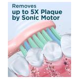 Rtauys M5 Sonic Electric Toothbrush for Adults and Kids - Rechargeable Electric Toothbrush Kids Ages 12+ and Adults with 8 Brush Heads & Travel Case, 120 Days Battery Life - Pink
