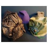 Collection of Vintage Designer Fashion Hats - Brown, Purple, and Plaid Collection of Vintage Designer Fashion Hats - Brown, Purple, and Plaid
