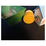 Metal Flower Box, Yellow Thermos, and Bird House Metal Flower Box, Yellow Thermos, and Bird House