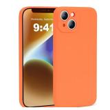 PureVigor Compatible with iPhone 14 case, Liquid Silicone Case Dust Protection Light Slim Thin Soft Lens Protection Phone Case for iPhone 14 Case 6.1 inch for Men and Women - Orange - Retail: $16