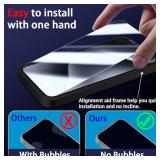 JCJCLY [3+3+1 Pack for iPhone 15 Pro [6.1 Inch] Screen Protector Tempered Glass, 3 Screen Protectors, 3 Camera Lens Protectors, 1 Easy Mounting Frame, 9H Hardness, High Clarity, Case Friendly - Retail