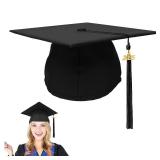 Leislam Graduation Cap with 2025 Tassel, Unisex Adult Matte Black Graduation Hat, Adjustable Graduation Cap Decorations for High School Bachelor Master - Retail: $7