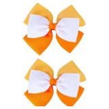 Beleki Thanksgiving Hair Bow Clips - Fall Hair Clips for Kids Girls - Handmade Grosgrain Ribbon Bow Sturdy Alligator Clips Hair Accessory for Thanksgiving Halloween Fall Autumn, Orange Yellow White - 