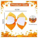 Beleki Thanksgiving Hair Bow Clips - Fall Hair Clips for Kids Girls - Handmade Grosgrain Ribbon Bow Sturdy Alligator Clips Hair Accessory for Thanksgiving Halloween Fall Autumn, Orange Yellow White - 