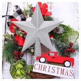 Mini Christmas Tree Top, 13\" Hollow Pentagram Tree Ornament, Insert Christmas Tree Ornament, Christmas Tree Topper for Christmas Decoration or Home Decoration (13\" Silver)