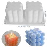 LSLEVA 2 Cavity Heart Bubble Cube Silicone Candle Mold, DIY 3D Geometric Bubble Mold for Candle Making Resin Soap, Overlapping Heart Molds for Valentine