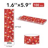 Christmas Napkin Rings,Mingting 100PCS Paper Napkin Bands Self Adhesive for Table Decor Setting Christmas Dinner Party Decoration Holiday Supplies, Red