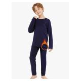 Resinta Kids Boys Thermal Underwear Set - Fleece Lined Base Layers Top & Bottom Toddler Long Johns for Cold Winter 9-10 Yr