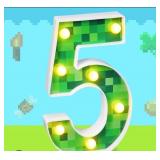 Havawish Pixel Game Party Decorations Light up Numbers, LED Pixel Pattern Glowing Numbers, Birthday Table Centerpieces Pixel Party Supplies, 8.58 x 5.2 Inches(5)