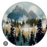 Abstract Boho Moon Mountains Misty Pines Nature Landscape Mouse Pad 7.9x7.9 Inch,Non-Slip Rubber Base Mousepads for College Dorm Office Home Desk Decor,Gift for Coworkers Boho Lovers Women Girls