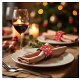 Christmas Napkin Rings,Mingting 100PCS Paper Napkin Bands Self Adhesive for Table Decor Setting Christmas Dinner Party Decoration Holiday Supplies, Red - Retail: $7